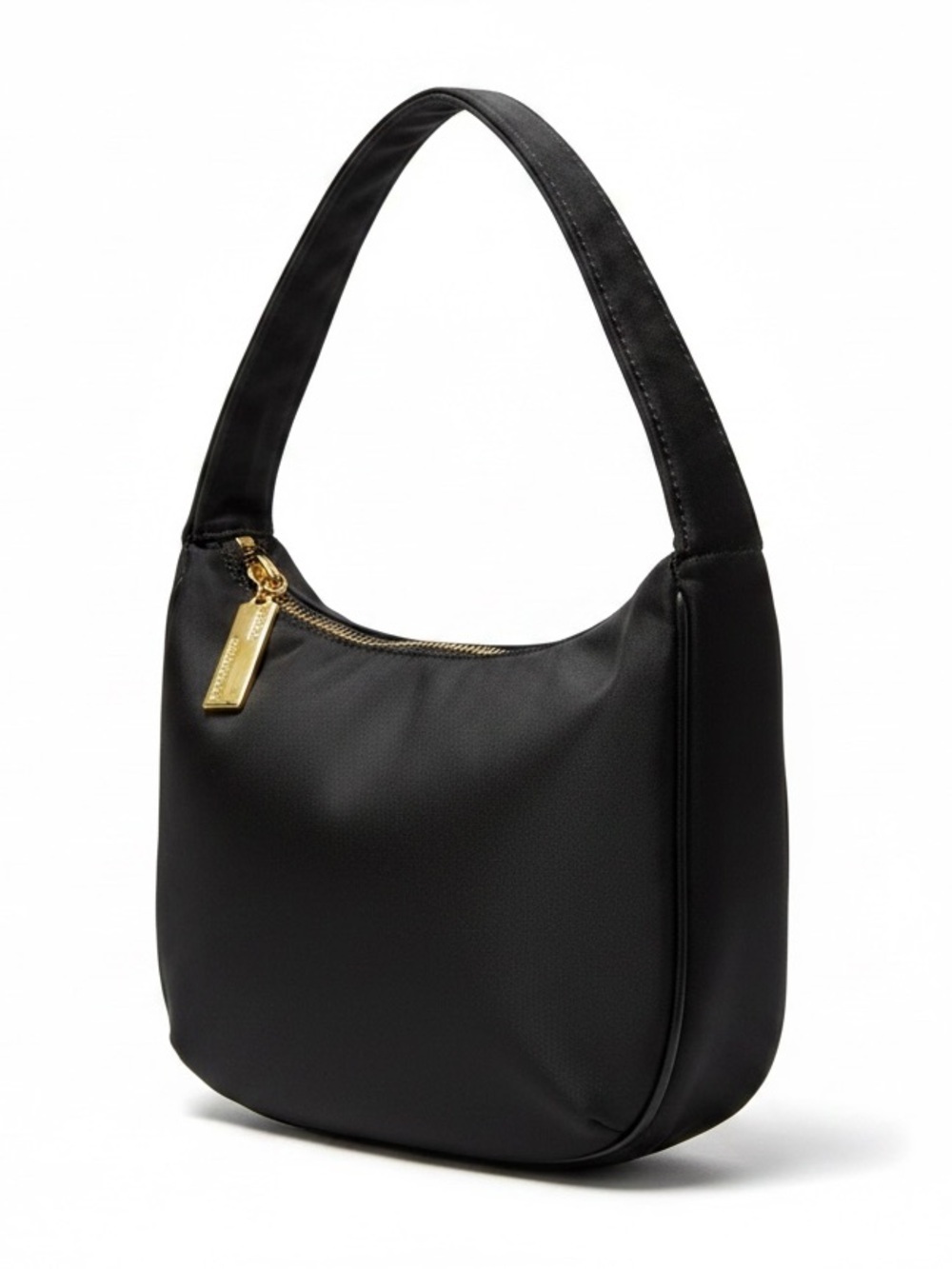 Ralph Lauren Y2K Nylon Mini Hobo Shoulder Bag Black Gold Hardware Zip Minimalist - Picture 13 of 16